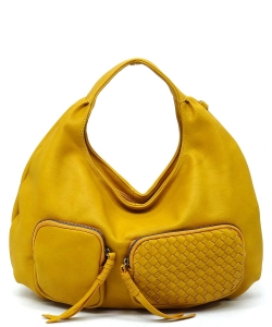 Fashion Woven Pocket Hobo Shoulder Bag CH017 MUSTARD